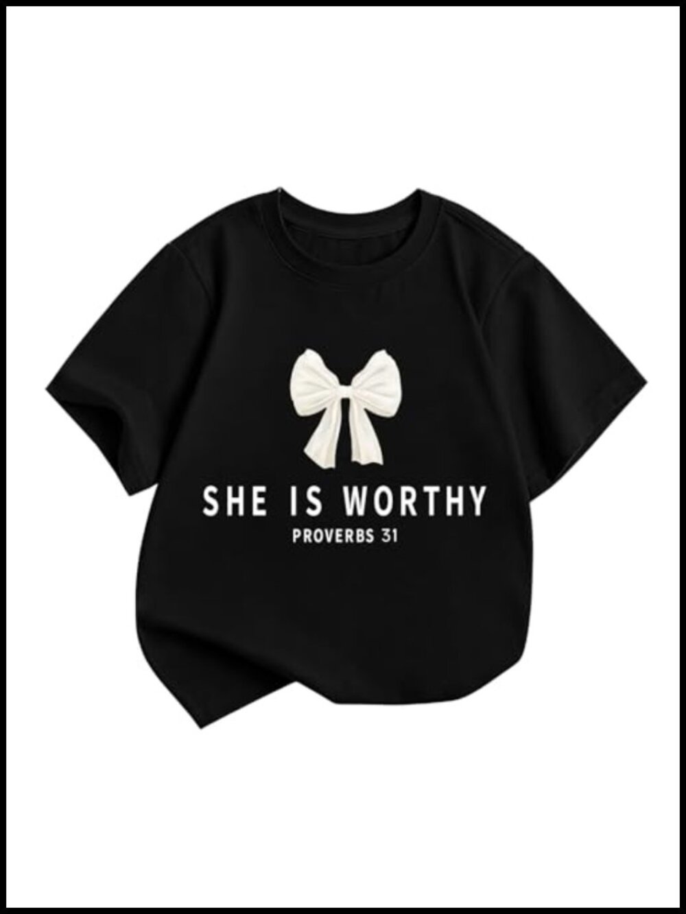Girls Bow Christian Graphic Tee Jesus Faith Shirt